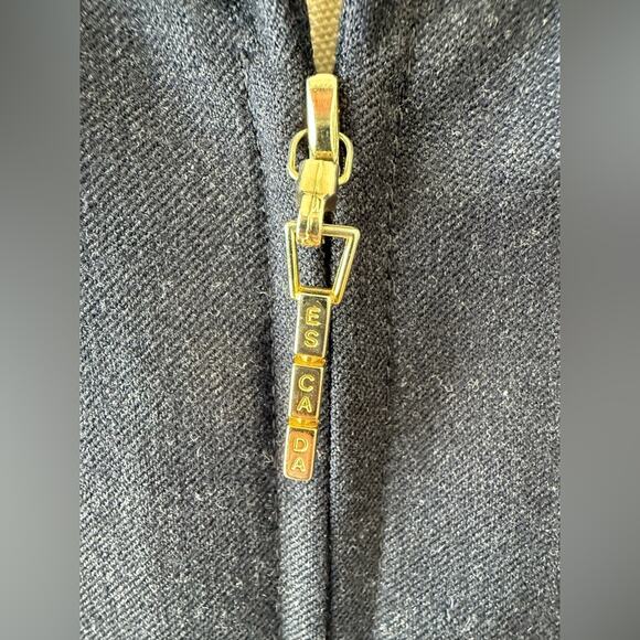 Escada Navy Wool Double Zipper Blazer Size Small (36 EU) - Picture 4 of 13